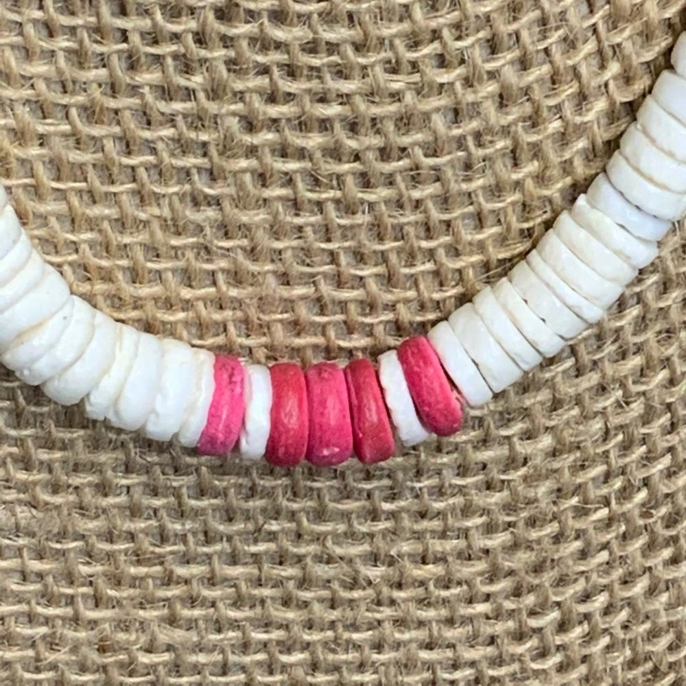 Pooka Puka Shell Necklace White Salmon Pink Barbie Silver Screw Soft Girl Beach - Picture 3 of 7